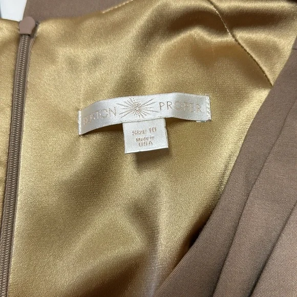 Boston Proper Cowl Neckline Sheath Dress Taupe Tan Size 10 - Picture 8 of 14